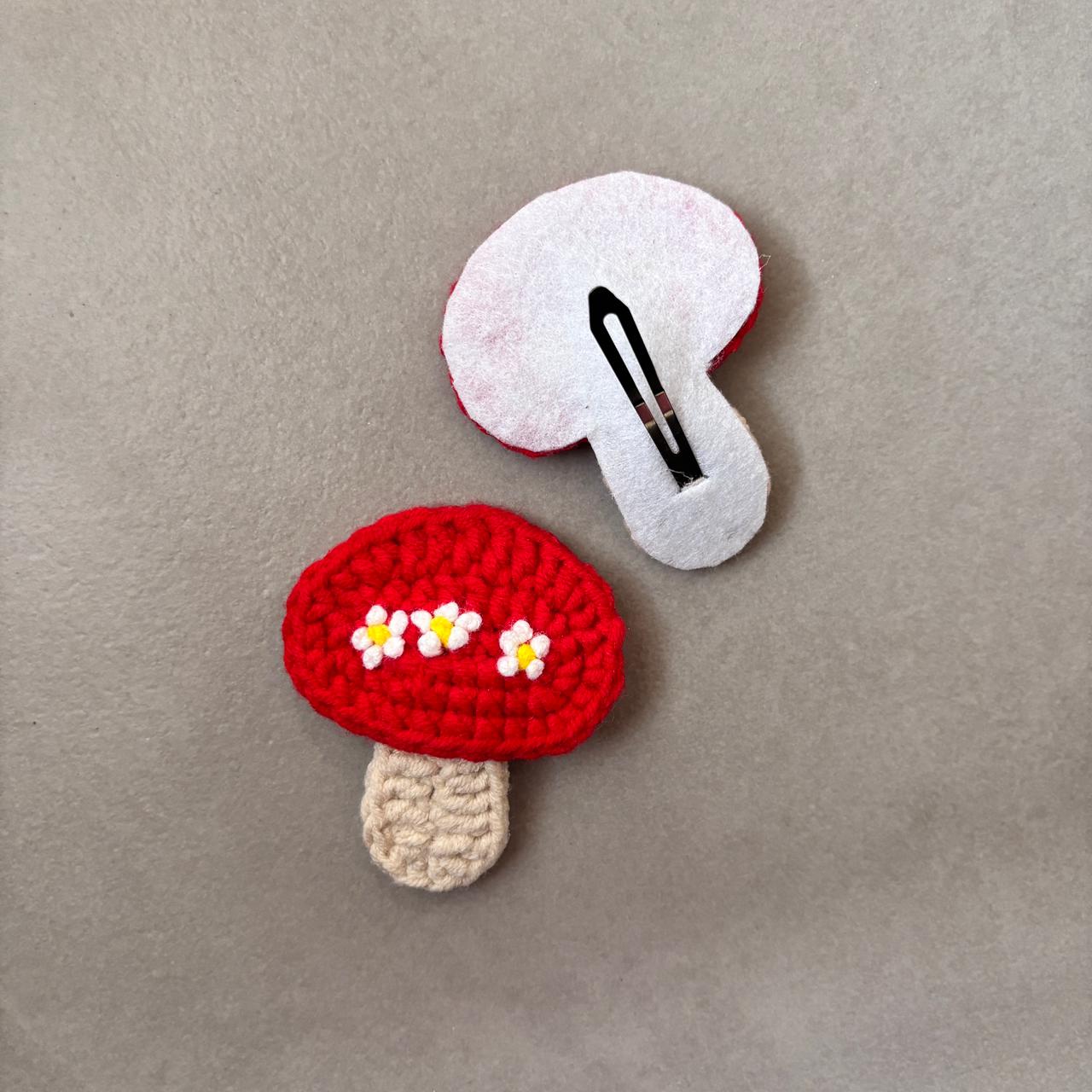 Crochet Mushroom Hair Clips (Set of 2)