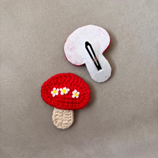 Crochet Mushroom Hair Clips (Set of 2)