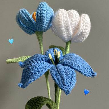 Blue Crochet Flowers Set
