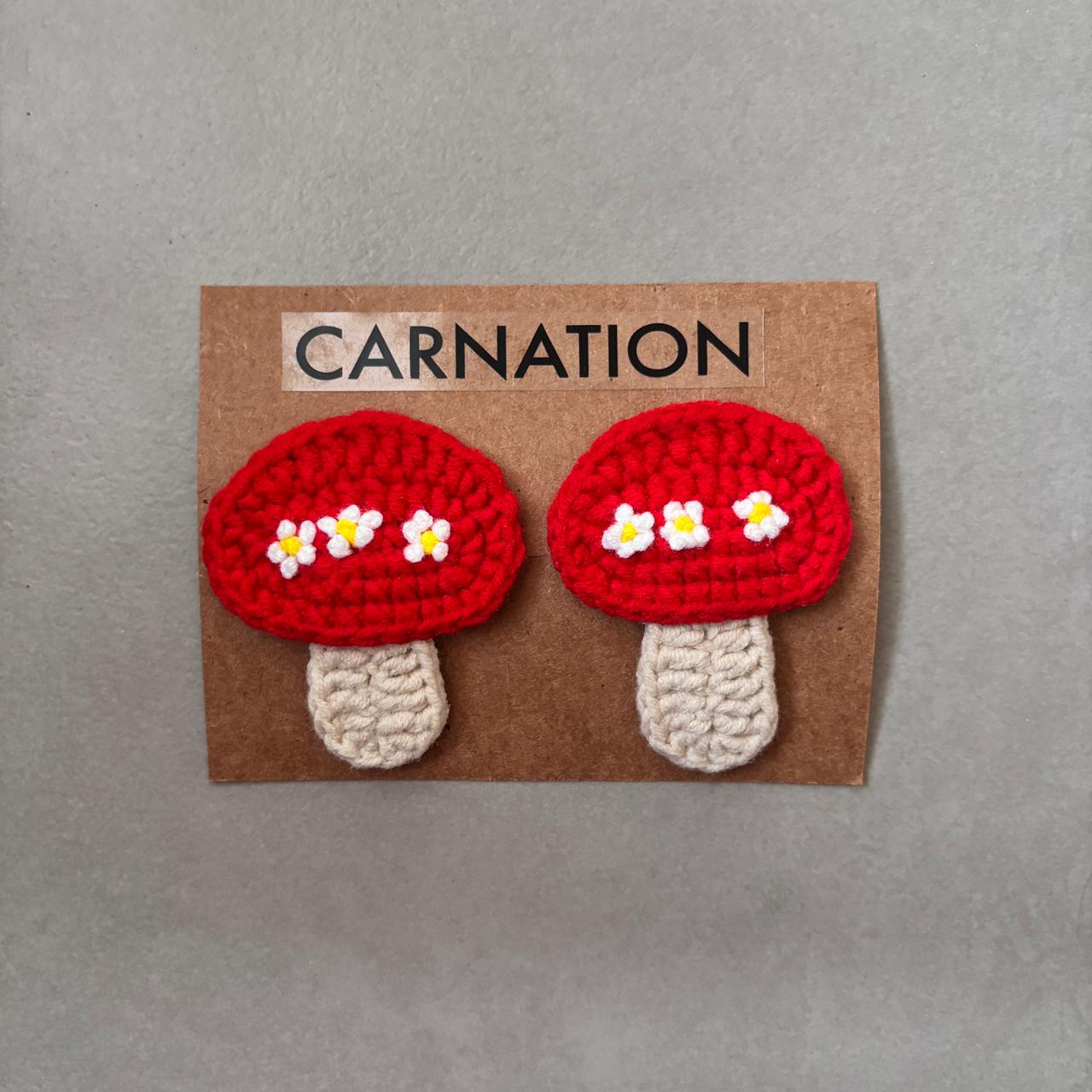 Crochet Mushroom Hair Clips (Set of 2)