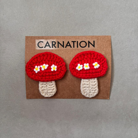 Crochet Mushroom Hair Clips (Set of 2)