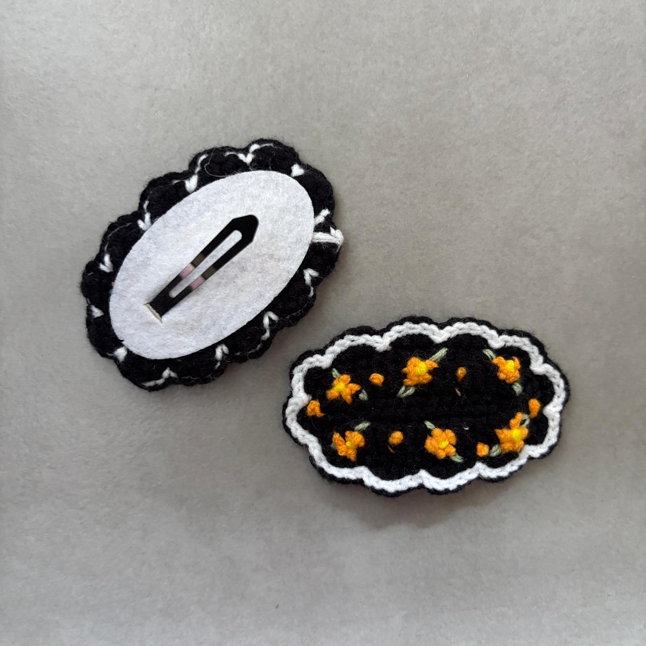 Black Crochet Hair Clips (Set of 2)