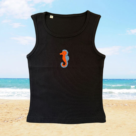 Sea horse black tank